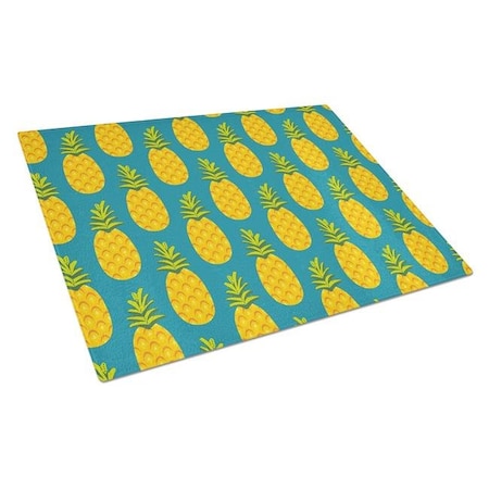 Carolines Treasures BB5145LCB Pineapples On Teal Glass Cutting Board; Large